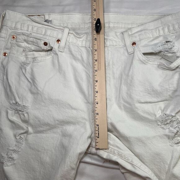 Levis 511 Jean Shorts Mens Size 36 Ivory Distressed Denim Raw Hem Cutoff Jorts - Picture 8 of 15